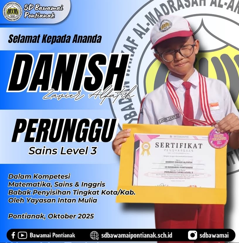Medali Perunggu Sains Level 3 Kompetisi Matematika, Sains & Inggris Babak Penyisihan